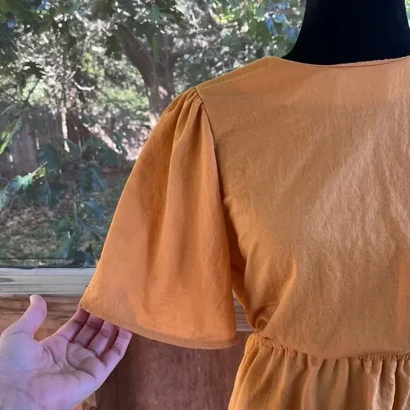 Ann Taylor Women's Mustard Yellow Peplum Waist Top Size S - Picture 6 of 10